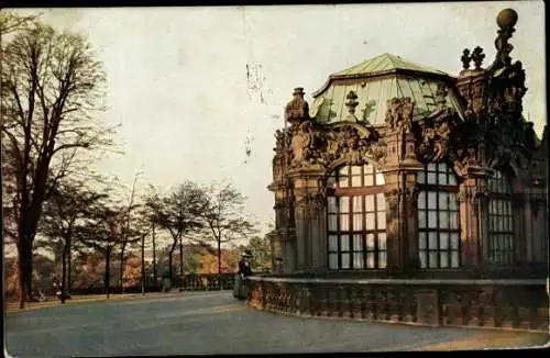 Ak Dresden Altstadt, Königlicher Zwinger, Pavillon am Wall