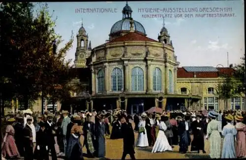 Ak Dresden, Internationale Hygieneausstellung 1911, Hauptrestaurant, Konzertplatz