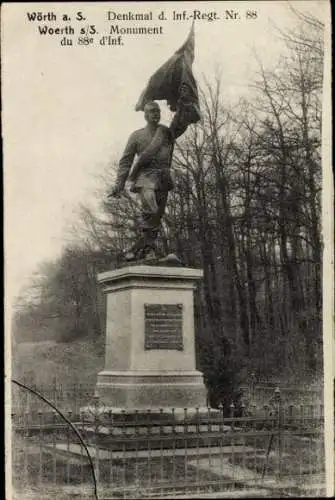 Ak Wœrth sur Sauer Woerth Wörth an der Sauer Elsass Bas Rhin, Denkmal des Inf. Regt. Nr. 88