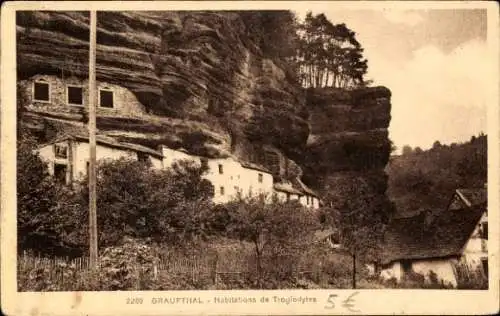 Ak Graufthal Eschbourg Eschburg Elsass Bas Rhin, Habitations de Troglodytes