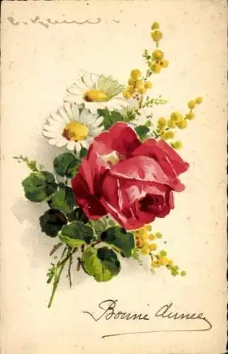 Künstler Ak Klein, Catharina, Blumenstrauß, Rosenblüte