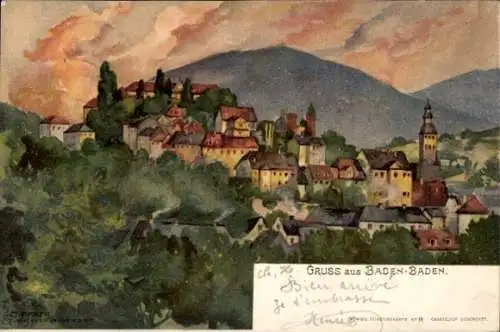 Künstler Ak Pfaff, C., Baden Baden am Schwarzwald, Gesamtansicht