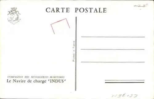 Ak Frachtschiff Indus, Messageries Maritimes