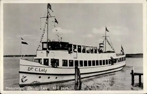 Ak Motorschip Dr. C. Lely, Touristenbetrieb Harderwijk, Rundfahrt Zuiderzeewerke