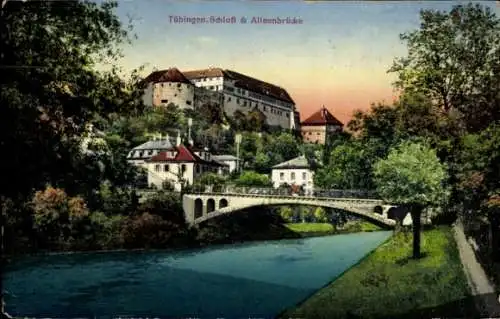 Ak Tübingen am Neckar, Schloss, Alleenbrücke