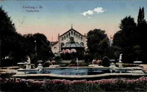 Ak Freiburg im Breisgau, Stadtgarten, Teich