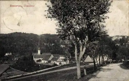 Ak Beuron an der Donau Württemberg, Donautal, Teilansicht, Kirchturm