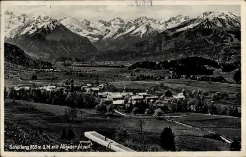 Ak Schöllang Oberstdorf im Oberallgäu, Blick auf den Ort, Allgäuer Alpen