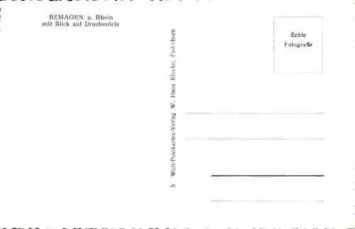 Ak Remagen am Rhein, Totalansicht, Blick auf den Drachenfels