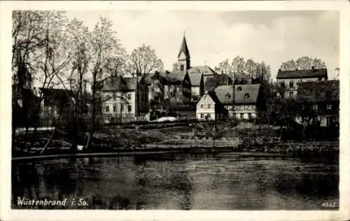 Ak Wüstenbrand Hohenstein Ernstthal Sachsen, Teilansicht, Kirchturm