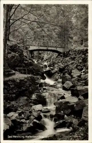 Ak Bad Harzburg am Harz, Riefenbachfälle, Brücke