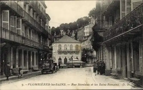 Ak Plombières les Bains Lorraine Vosges, Rue Stanislas und Bains Romains