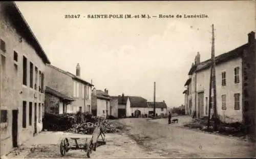 Ak Sainte-Pôle Lothringen Meurthe et Moselle, Route de Lunéville