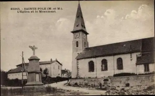 Ak Sainte Pôle Lothringen Meurthe et Moselle, Kirche und Denkmal