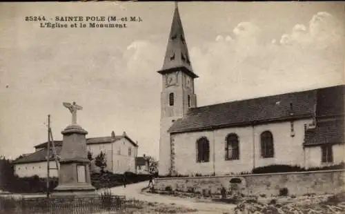 Ak Sainte Pôle Lothringen Meurthe et Moselle, Kirche und Denkmal