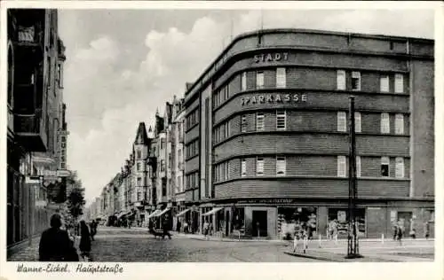 Ak Wanne Eickel Herne im Ruhrgebiet, Hauptstraße, Stadt Sparkasse