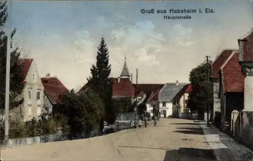 Ak Habsheim Elsass Haut Rhin, Hauptstraße