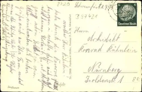 Ak Schweinfurt in Unterfranken Bayern, Gesamtansicht