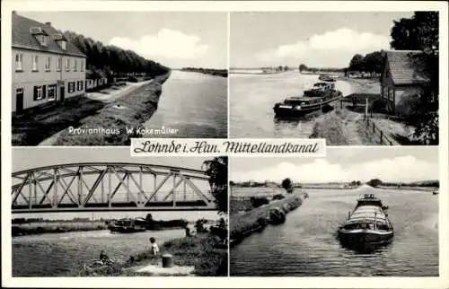 Ak Lohnde Seelze in Niedersachsen, Provianthaus W. Kokemüller, Mittellandkanal, Brücke
