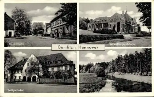 Ak Bomlitz im Heidekreis, Hauptstraße, Verwaltungsgebäude, Ledigenheim, an der Böhme