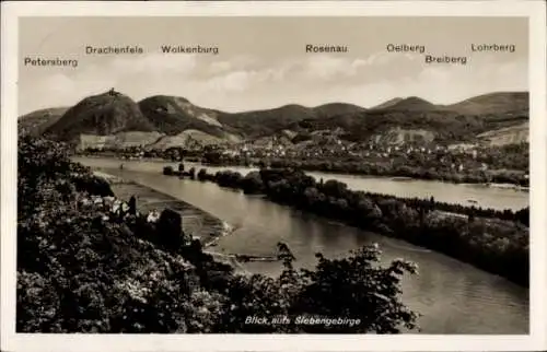 Ak Rolandseck Remagen am Rhein, Rolandsbogen, Blick aufs Siebengebirge, Petersberg, Drachenfels