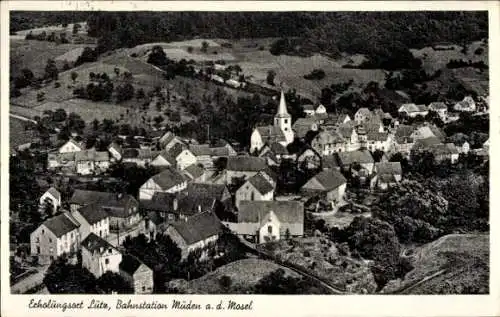 Ak Lütz im Hunsrück, Teilansicht, Kirche, Bahnstation Müden an der Mosel