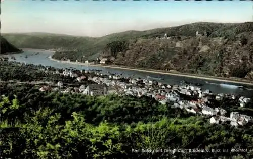 Ak Bad Salzig Boppard am Rhein, feindliche Brüder, Blick ins Rheintal