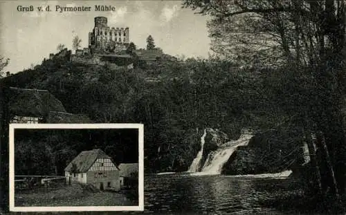 Ak Roes in der Eifel, Burg Pyrmont, Pyrmonter Mühle, Fachwerkhaus