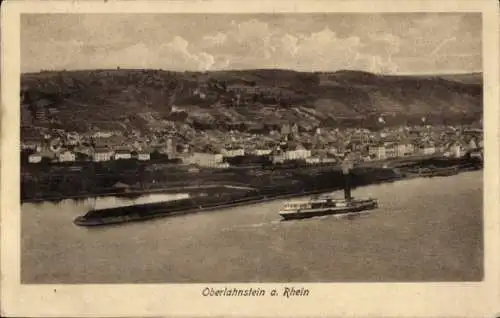 Ak Oberlahnstein Lahnstein am Rhein, Panorama, Dampfschiff