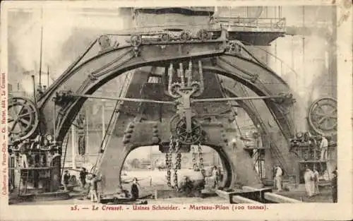 Ak Le Creusot Saône et Loire, Usines Schneider, Marteaux-Pilon