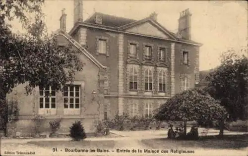 Ak Bourbonne les Bains Haute Marne, Entree de la Maison des Religieuses