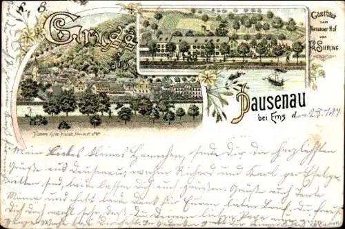 Litho Dausenau an der Lahn, Gasthaus zum Nassauer Hof