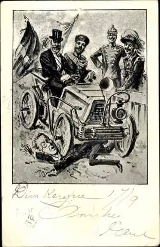 Künstler Ak Allegorie Nationen, Zar Nikolaus II. von Russland, Kaiser Wilhelm II.