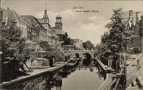Ak Utrecht Niederlande, Oude Gracht, Viebrug