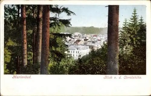 Ak Mariánské Lázně Marienbad Region Karlsbad, Blick von der Carolahöhe