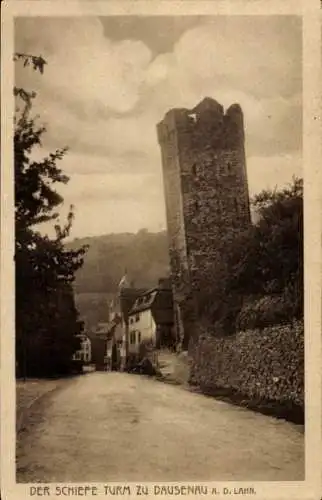 Ak Dausenau an der Lahn, Der schiefe Turm