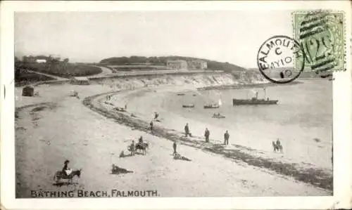 Ak Falmouth Cornwall England, Badestrand