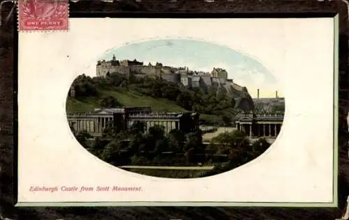 Präge Passepartout Ak Edinburgh Schottland, Castle, Scott-Monument