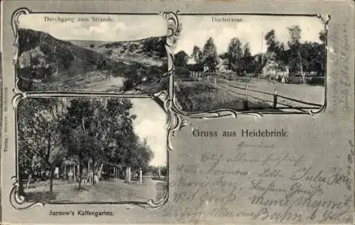 Ak Międzywodzie Heidebrink Dziwnów Dievenow Insel Wollin Pommern, Sarnows Kaffeegarten, Straße