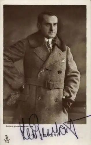 Ak Schauspieler Leo Peukert, Portrait, Autogramm, Mantel