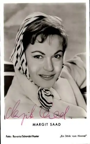 Ak Schauspielerin Margit Saad, Portrait, Autogramm, Kopftuch