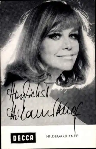 Ak Schauspielerin Hildegard Knef, Portrait, Autogramm