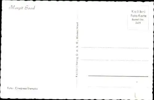 Ak Schauspielerin Margit Saad, Portrait mit Reitgerte, Autogramm