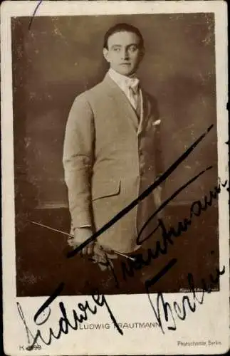 Ak Schauspieler Ludwig Trautmann, Portrait, Autogramm