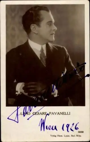 Ak Schauspieler Livio Cesare Pavanelli, Portrait, Autogramm