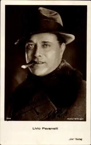 Ak Schauspieler Livio Pavanelli, Portrait, Autogramm, Zigarre, Hut