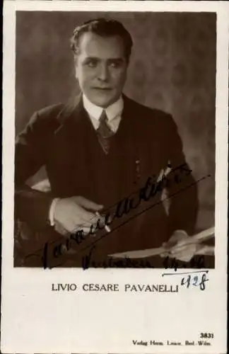 Ak Schauspieler Livio Cesare Pavanelli, Portrait, Autogramm, Zigarette