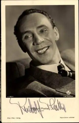 Ak Schauspieler Rudolf Platte, Portrait, Autogramm
