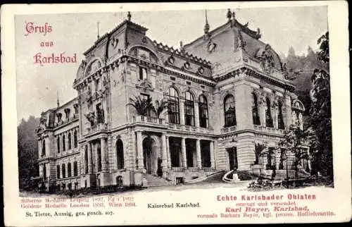 Ak Karlovy Vary Karlsbad Stadt, Kaiserbad, Echte Karlsbader Oblaten Karl Bayer