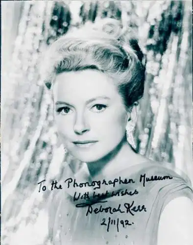 Foto Schauspielerin Deborah Kerr, Portrait, Autogramm